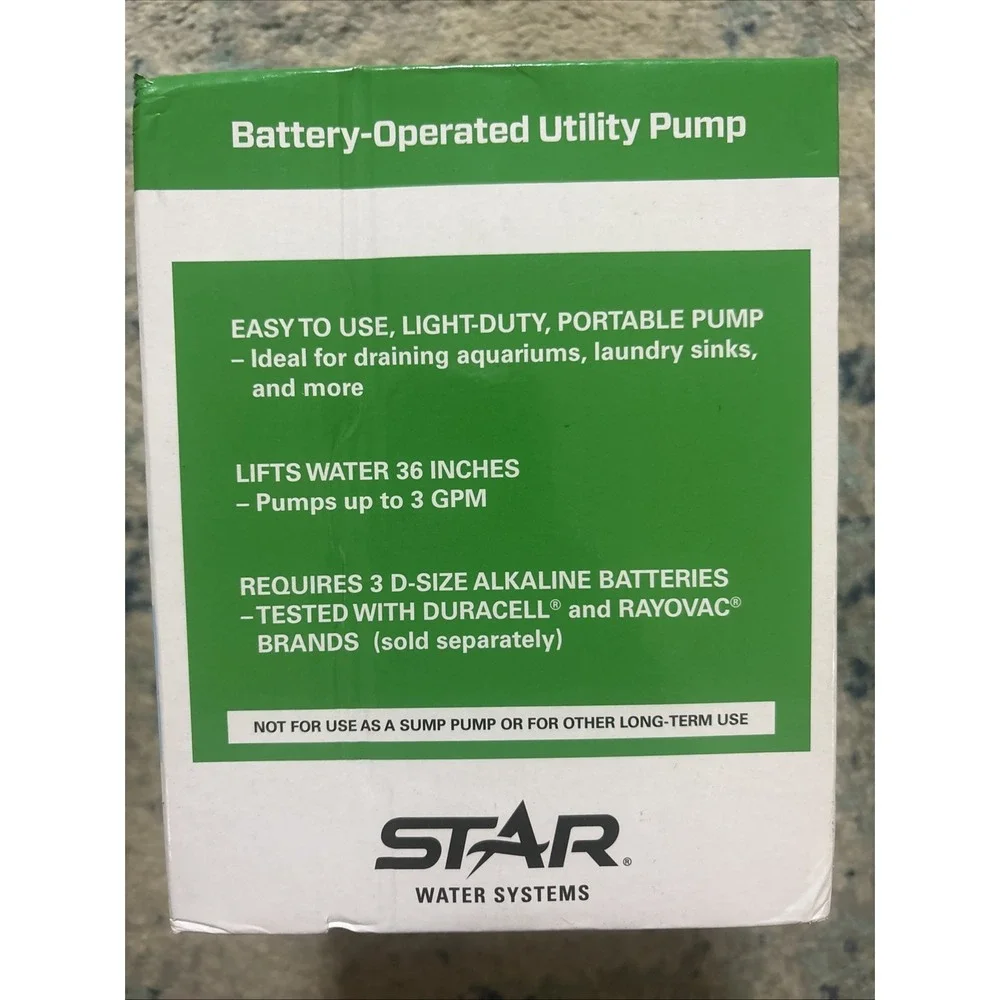 Water Systems Thermoplastic Transfer Pump, Battery Powered, Star 148004